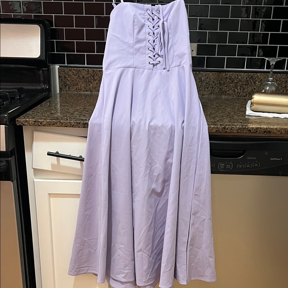 Vintage Lavender Lace-Up Fit & Flare Dress - Women